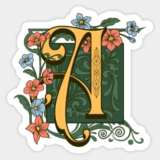 Floral Design, Calligraphy Of Letter  A Sticker